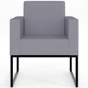 Ver imagem 5 de Poltrona Decorativa para Recepção Base Fixa de Metal Helô L02 Suede Cinza - Lyam