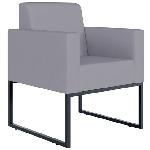 Poltrona Decorativa para Recepção Base Fixa de Metal Helô L02 Suede Cinza - Lyam