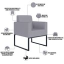 Ver imagem 3 de Poltrona Decorativa para Recepção Base Fixa de Metal Helô L02 Suede Cinza - Lyam