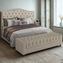 Ver imagem 1 de Conjunto Cabeceira Viana King 1,95 e Puff Baú Bellmont Linho Bege - Larbelle