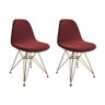 Kit 2 Cadeiras Jantar Eames Eiffel Estofadas Vermelho Base Dourado - 1