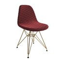 Ver imagem 2 de Kit 2 Cadeiras Jantar Eames Eiffel Estofadas Vermelho Base Dourado