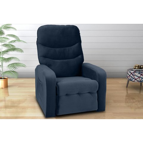 Poltrona Reclinável Punto 1 Lugar Veludo Azul Matrix