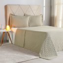 Ver imagem 1 de Kit Colcha Queen Miraggio New Soft 240x260cm Folha Seca