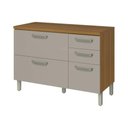 Ver imagem 1 de Gabinete P- Pia Cozinha Balcão C- Tampo Princesa C- 2 Portas e 3 Gavetas 120cm Freijo-off White -
