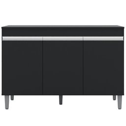 Balcão Gabinete de Pia sem Tampo 120cm 3 Portas Manu Preto - AJL Móveis - 1