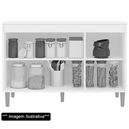 Balcão Gabinete de Pia sem Tampo 120cm 3 Portas Manu Preto - AJL Móveis - 3