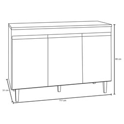 Balcão Gabinete de Pia sem Tampo 120cm 3 Portas Manu Preto - AJL Móveis - 5