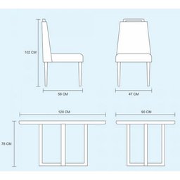 Conjunto Sala de Jantar 4 Lugares Mesa e Cadeiras Lisy Veludo Móveis Mundial - 7