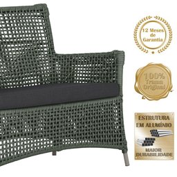 1 Sofá Área Externa Igapó Alumínio Fendi Corda Náutica E11 Verde - 3