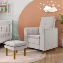 Ver imagem 3 de Kit Poltrona e Puff Amamentação Confortável Ternura Linho Cinza