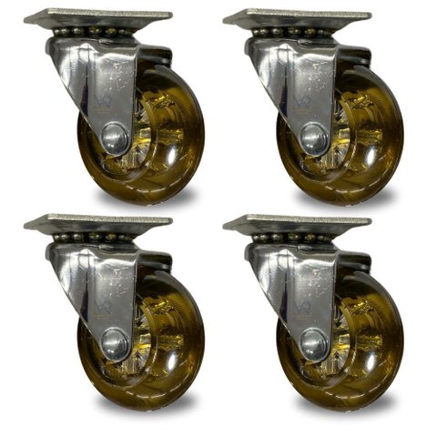 Kit com 4 Rodízios Giratórios para Móveis Rodinha de Silicone Fumê Gel 50mm Carga 200kg