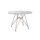 Ver imagem 2 de Conjunto Jantar Eames De Ferro Cobre Tampo Redondo 90cm Vidro 4 Cadeiras Brancas