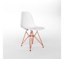 Ver imagem 3 de Conjunto Jantar Eames De Ferro Cobre Tampo Redondo 90cm Vidro 4 Cadeiras Brancas