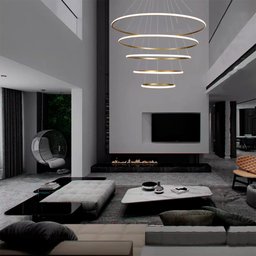 Lustre Pendente Anéis 196w 3000k Tendencia Moderno Bivolt Lumier - 3