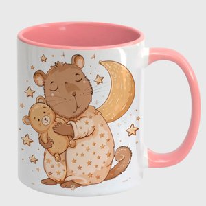 Caneca Branca com Interna Rosa Y4 Capivara Bebe Pijama Sono 8