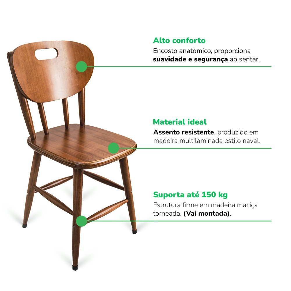 Conjunto mesa 60x60 cm com 2 cadeiras para cozinha pequena - Laminado imbuia - 12