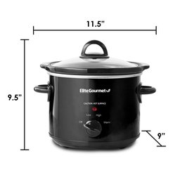Elite Gourmet Panela Elétrica Slow Cooker 3 Qt com Tampa de Vidro (preta) - 8