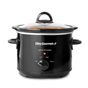 Elite Gourmet Panela Elétrica Slow Cooker 3 Qt com Tampa de Vidro (preta)