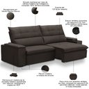 Ver imagem 4 de Sofá Retrátil Reclinável para Sala 3 Lugares 250cm Niels F04 Veludo Marrom Escuro - Lyam Decor