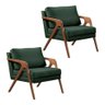 Kit 2 Poltronas Decorativa Mona Madeira Maciça-veludo Verde - 1
