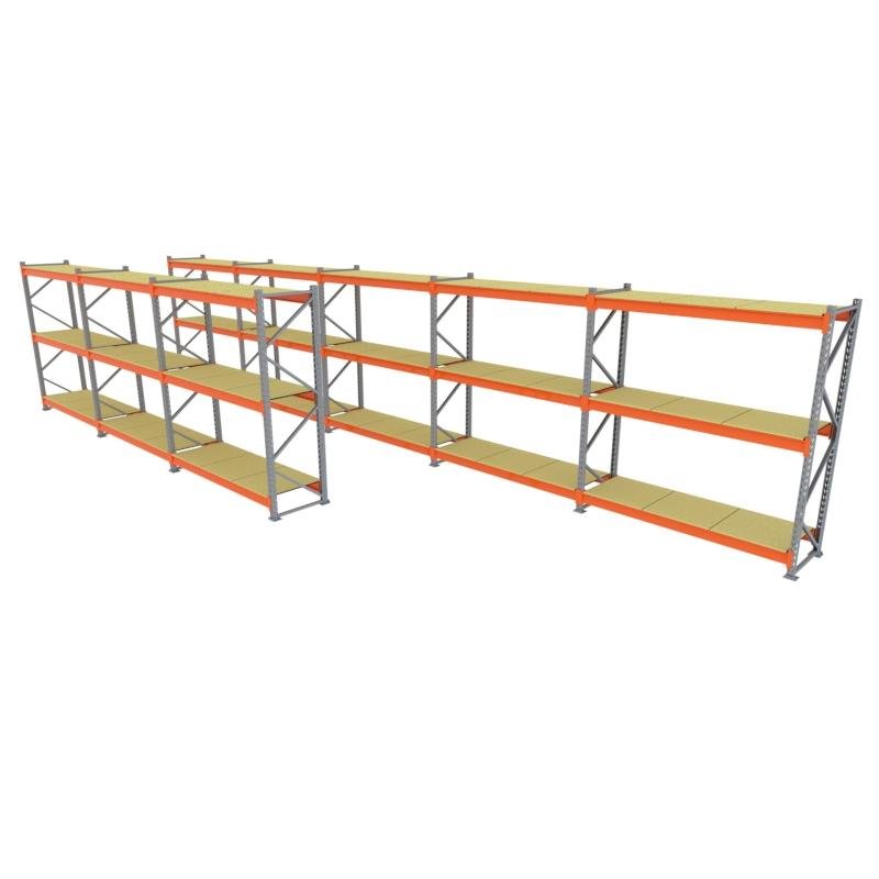 Gondola 8 mini porta pallet 250 kg 180x200x60 (CxLxP) cinza com laranja bandejas mdf cru - 1