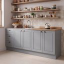 Ver imagem 1 de Cozinha Compacta Modulada 100% MDF 2 Balcões e 1 Tampo com Furo para Cooktop Cinza/Nature Emily