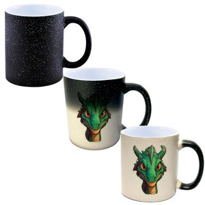 Caneca Mágica Glitter Muda de Cor Y2 Dragão Desenho Cabeça Verde