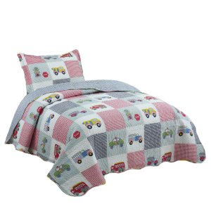Colcha de Solteiro Teen Infantil Cobre Leito Menino Dupla Face Carros