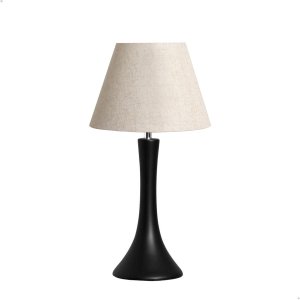 Abajur de Cerâmica Grande para Sala Paris Preto Fosco com Cúpula de Tecido