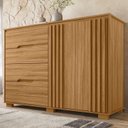 Ver imagem 1 de Cômoda para Quarto 4 Gavetas 2 Portas 147cm Texas Marrom/Freijó