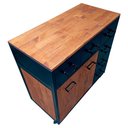 Ver imagem 5 de Buffet Industrial com 6 Gavetas e 2 Portas com Prateleira Ferro Cor Preta e Madeira Cor Castanheira