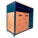 Ver imagem 6 de Buffet Industrial com 6 Gavetas e 2 Portas com Prateleira Ferro Cor Preta e Madeira Cor Castanheira