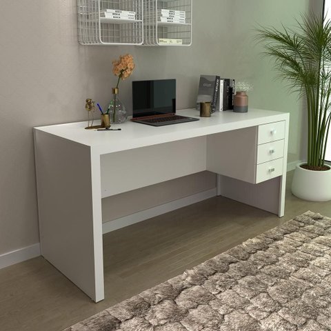 Mesa para Escritório C/ 03 Gavetas Me4113 Branco Tecnomobili