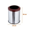 Ver imagem 2 de Lixeira Inox Aro Esmaltado 15 Litros Cozinha Banheiro Cesto - Marrom