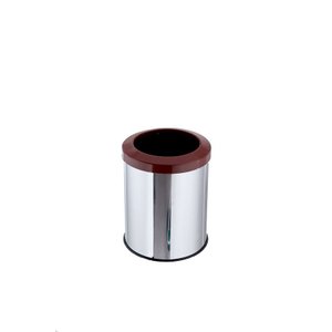 Lixeira Inox Aro Esmaltado 15 Litros Cozinha Banheiro Cesto - Marrom