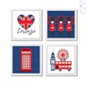 Kit com 4 Quadros Decorativos Infantil - Londres Britânico:Preta - 2