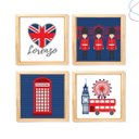 Ver imagem 4 de Kit com 4 Quadros Decorativos Infantil - Londres Britânico:preta