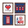 Kit com 4 Quadros Decorativos Infantil - Londres Britânico:Preta - 3