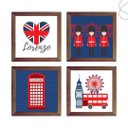 Ver imagem 3 de Kit com 4 Quadros Decorativos Infantil - Londres Britânico:preta