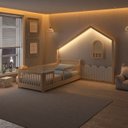 Ver imagem 2 de Cama Montessoriana Wave e Moldura com LED New Garden Casatema MadeiraOriginals Marrom/Branco