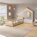 Ver imagem 1 de Cama Montessoriana Wave e Moldura com LED New Garden Casatema MadeiraOriginals Marrom/Branco