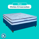 Ver imagem 4 de Conjunto Cama Box Azul Casal + Colchão Molas Ensacadas Blue Paropas