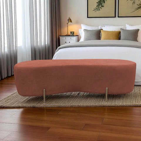 Puff Decorativo Alana Bouclé Terracota