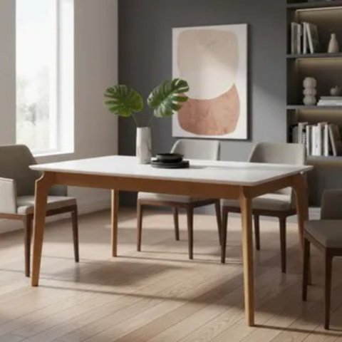 Mesa de Jantar com Vidro 2,20m X 1,10m - Coralle- Gold Salas