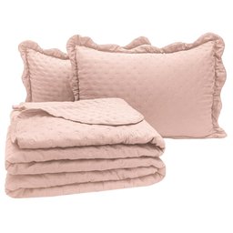 Cobre Leito Casal Vitoria Dupla Face 3pçs Rosé - 1
