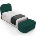 Ver imagem 1 de Cabeceira Cama Box 100cm Lanna com Puff Recamier Doha W01 Bouclê Verde - Lyam Decor