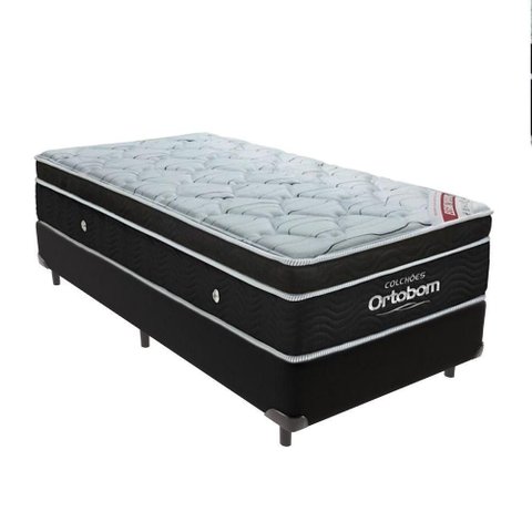 Cama + Box Colchão Molas Ensacadas Solteiro Ortobom Elegant Pillow Preto
