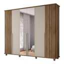 Ver imagem 3 de Guarda Roupa Casal Aurélia 6 Portas Bater 3 Gavetas com Espelho Cinamomo Off White RV Móveis