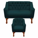 Ver imagem 1 de Kit Namoradeira + 1 Poltrona Decorativa Grécia Dritex Suede Azul